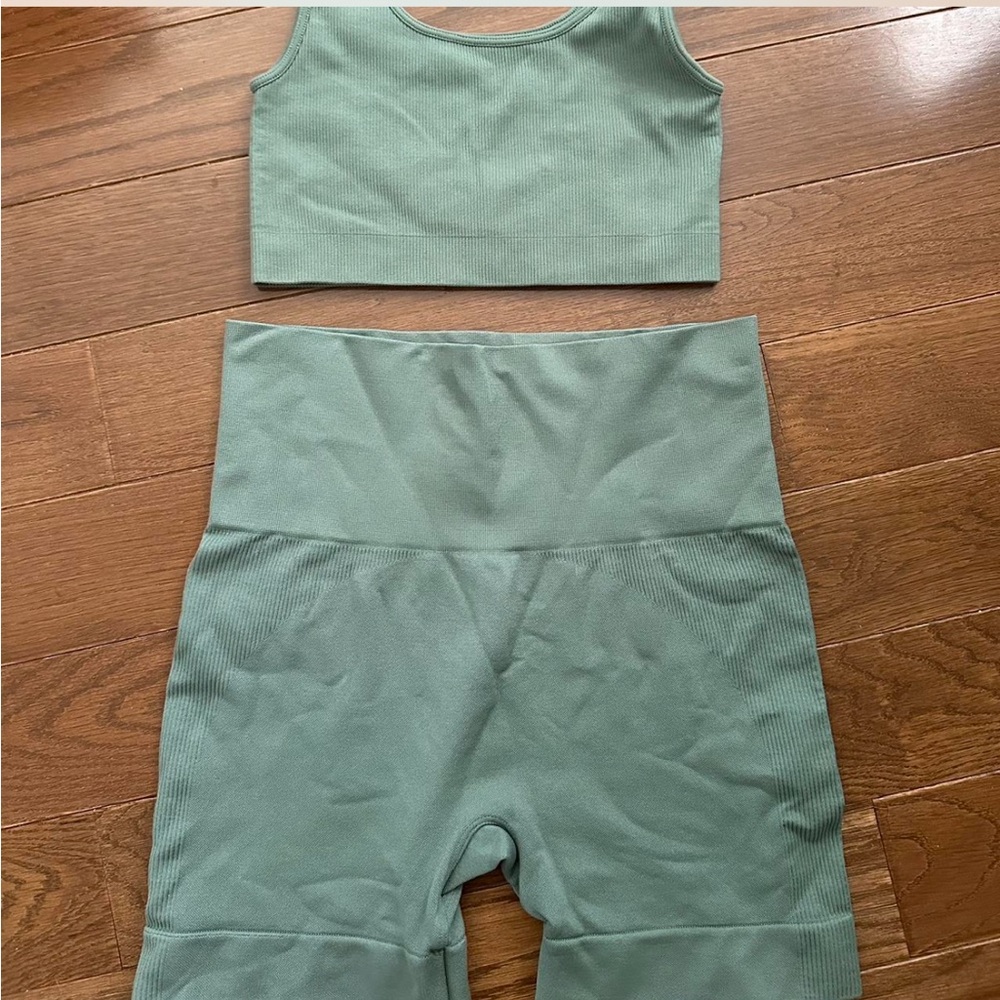 SET Active Sage Green High-Waist Bike Shorts